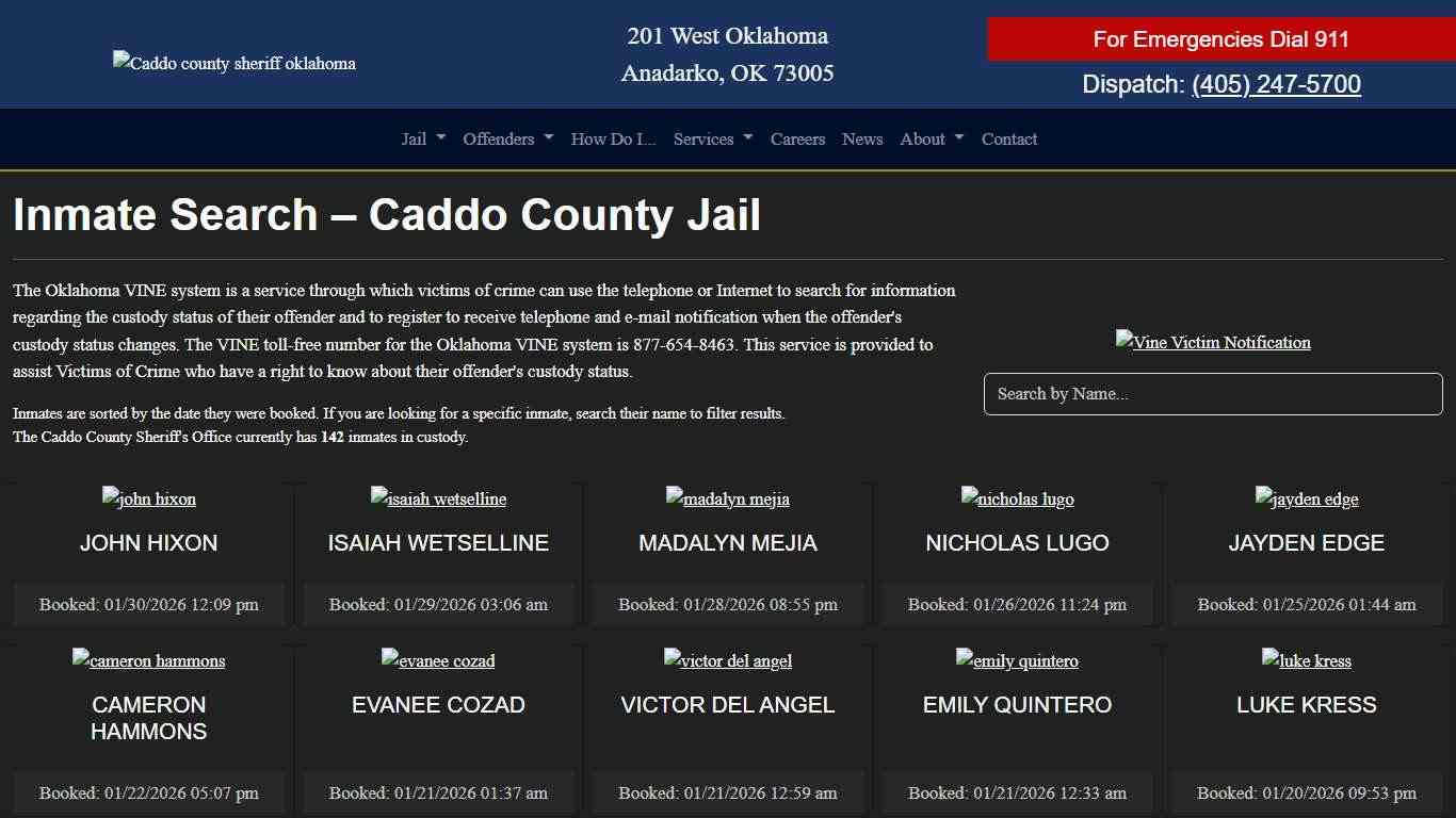 Inmate Search Caddo County Sheriff's Office