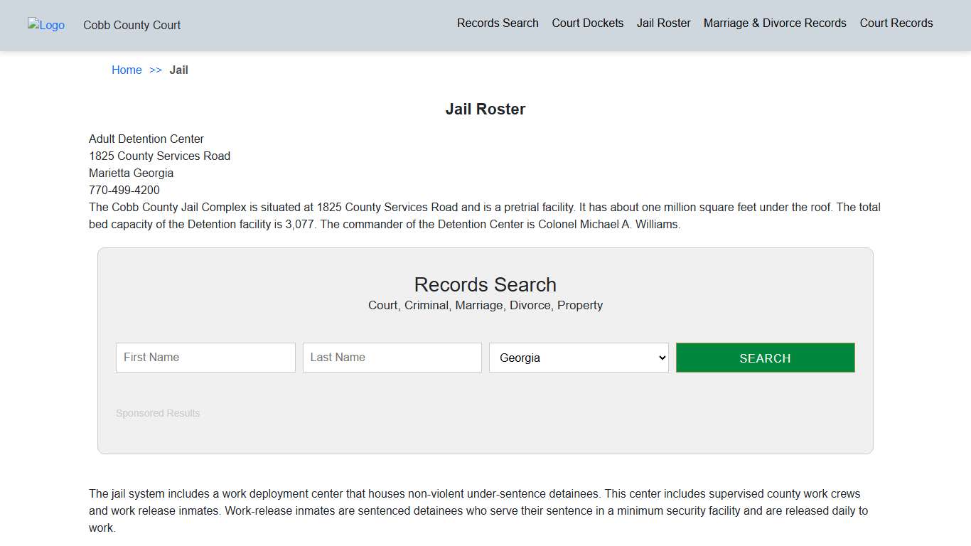 Jail Roster Cobb County GA Court